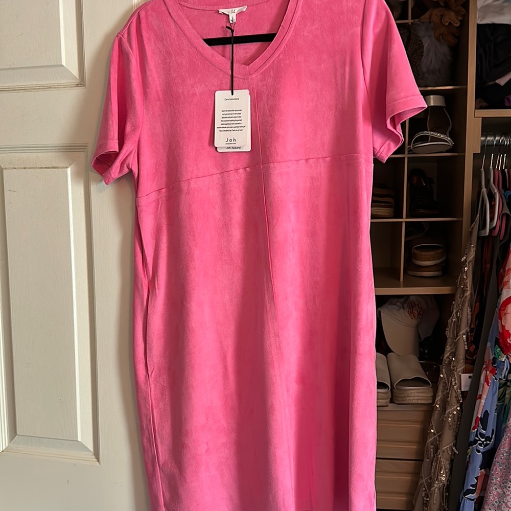 Pink Faux Suede Dress by Joh never worn